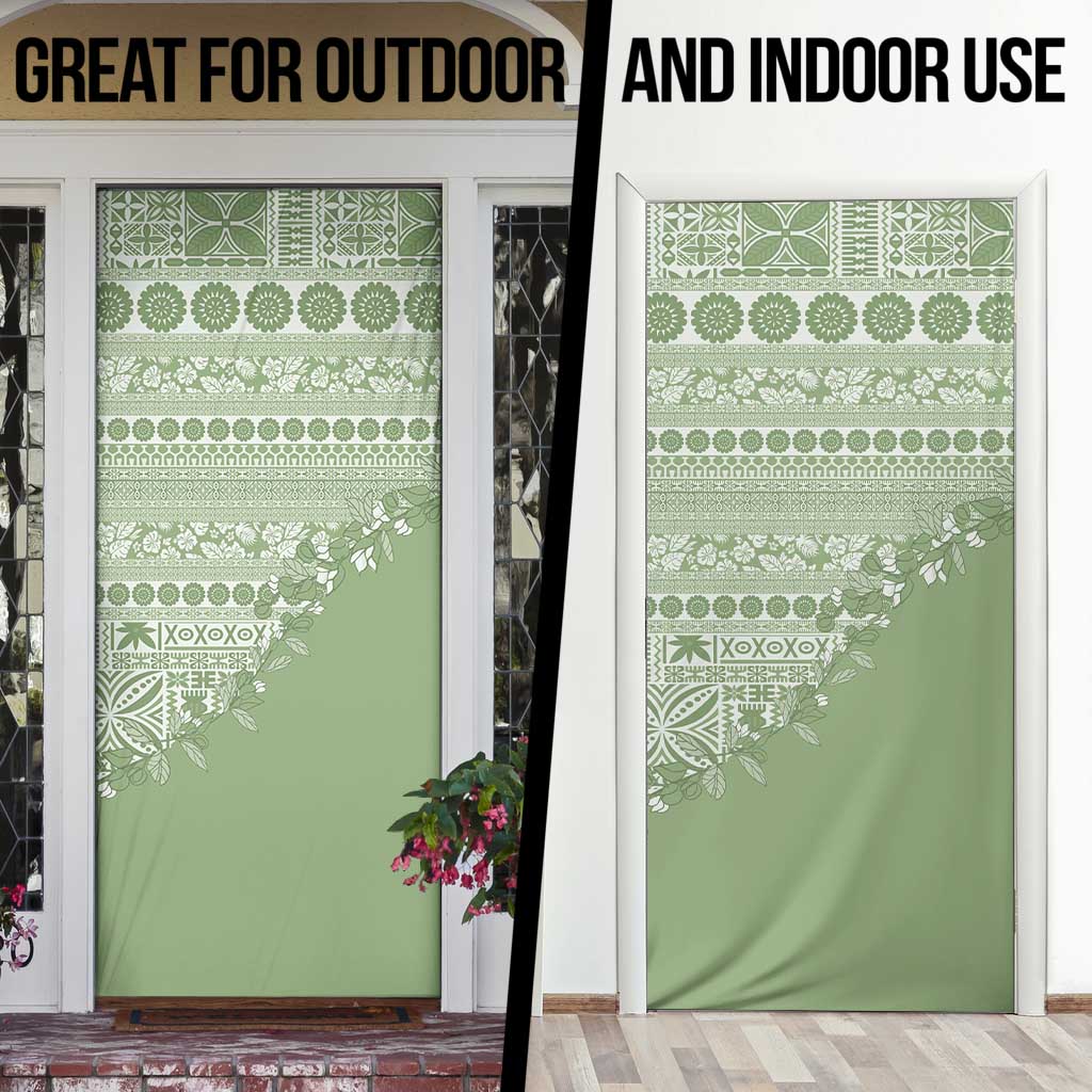 Fiji Marau na Kerisimasi Door Cover Sage Green Tagimoucia Tapa Masi Tribal - Polynesian Pride