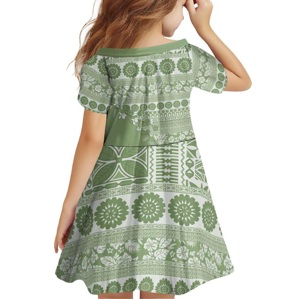 Fiji Marau na Kerisimasi Family Matching Tank Maxi Dress and Hawaiian Shirt Sage Green Tagimoucia Tapa Masi Tribal LT9 - Polynesian Pride