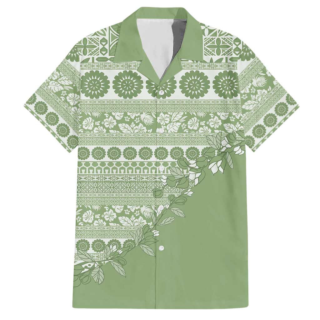 Fiji Marau na Kerisimasi Hawaiian Shirt Sage Green Tagimoucia Tapa Masi Tribal - Polynesian Pride