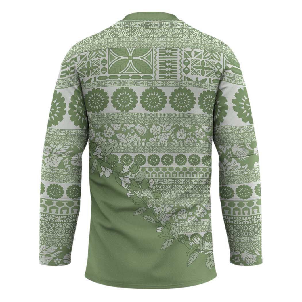 Fiji Marau na Kerisimasi Hockey Jersey Sage Green Tagimoucia Tapa Masi Tribal - Polynesian Pride