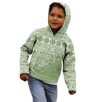 Fiji Marau na Kerisimasi Kid Hoodie Sage Green Tagimoucia Tapa Masi Tribal LT9 - Polynesian Pride