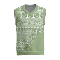 Fiji Marau na Kerisimasi Christmas Knitted V-Neck Vest Sage Green Tagimoucia Tapa Masi Tribal LT9 Green - Polynesian Pride