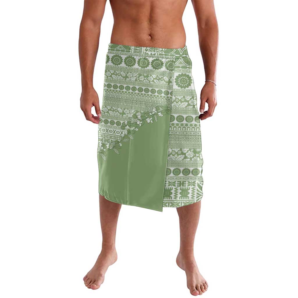 Fiji Marau na Kerisimasi Lavalava Sage Green Tagimoucia Tapa Masi Tribal - Polynesian Pride