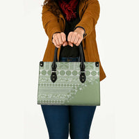 Fiji Marau na Kerisimasi Leather Bag Sage Green Tagimoucia Tapa Masi Tribal - Polynesian Pride