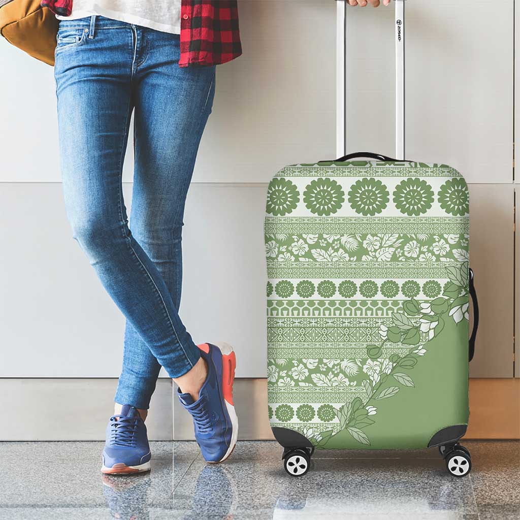 Fiji Marau na Kerisimasi Luggage Cover Sage Green Tagimoucia Tapa Masi Tribal - Polynesian Pride
