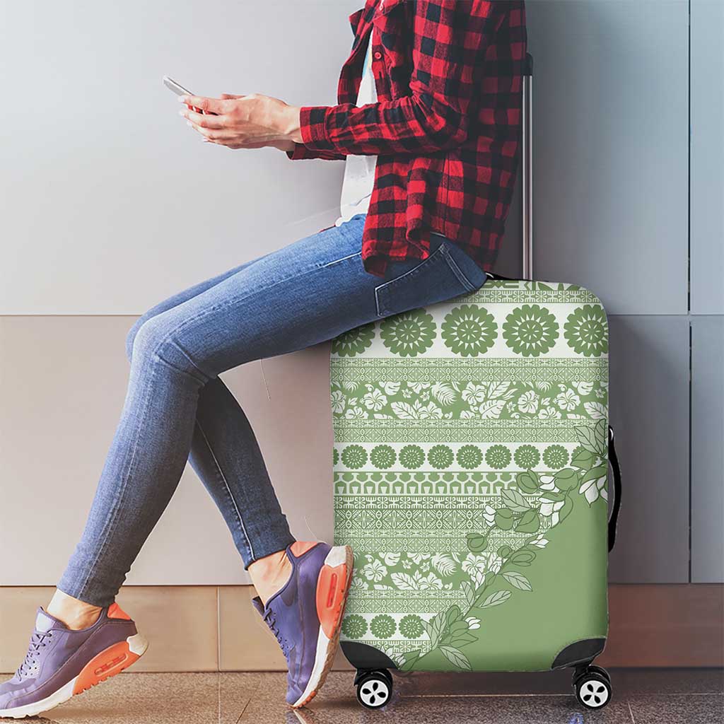 Fiji Marau na Kerisimasi Luggage Cover Sage Green Tagimoucia Tapa Masi Tribal - Polynesian Pride