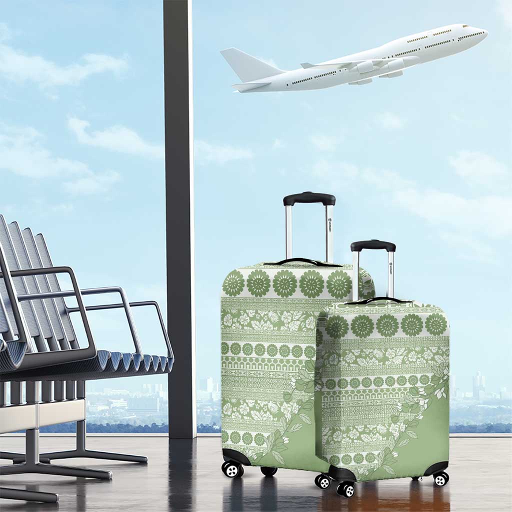 Fiji Marau na Kerisimasi Luggage Cover Sage Green Tagimoucia Tapa Masi Tribal - Polynesian Pride
