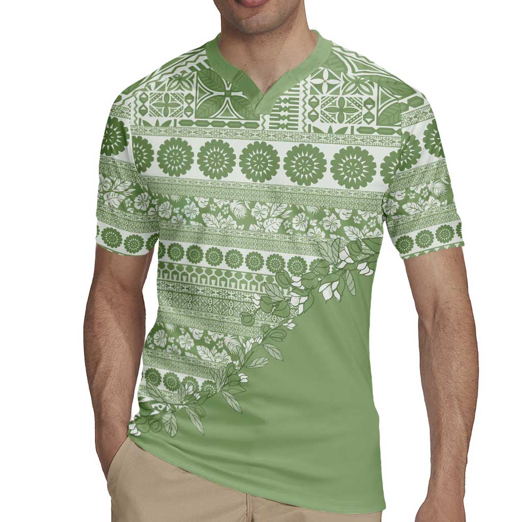 Fiji Marau na Kerisimasi Rugby Jersey Sage Green Tagimoucia Tapa Masi Tribal - Polynesian Pride