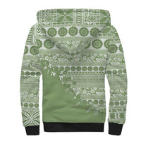 Fiji Marau na Kerisimasi Sherpa Hoodie Sage Green Tagimoucia Tapa Masi Tribal LT9 - Polynesian Pride