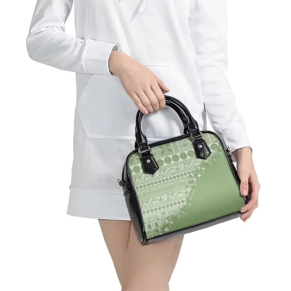 Fiji Marau na Kerisimasi Shoulder Handbag Sage Green Tagimoucia Tapa Masi Tribal - Polynesian Pride