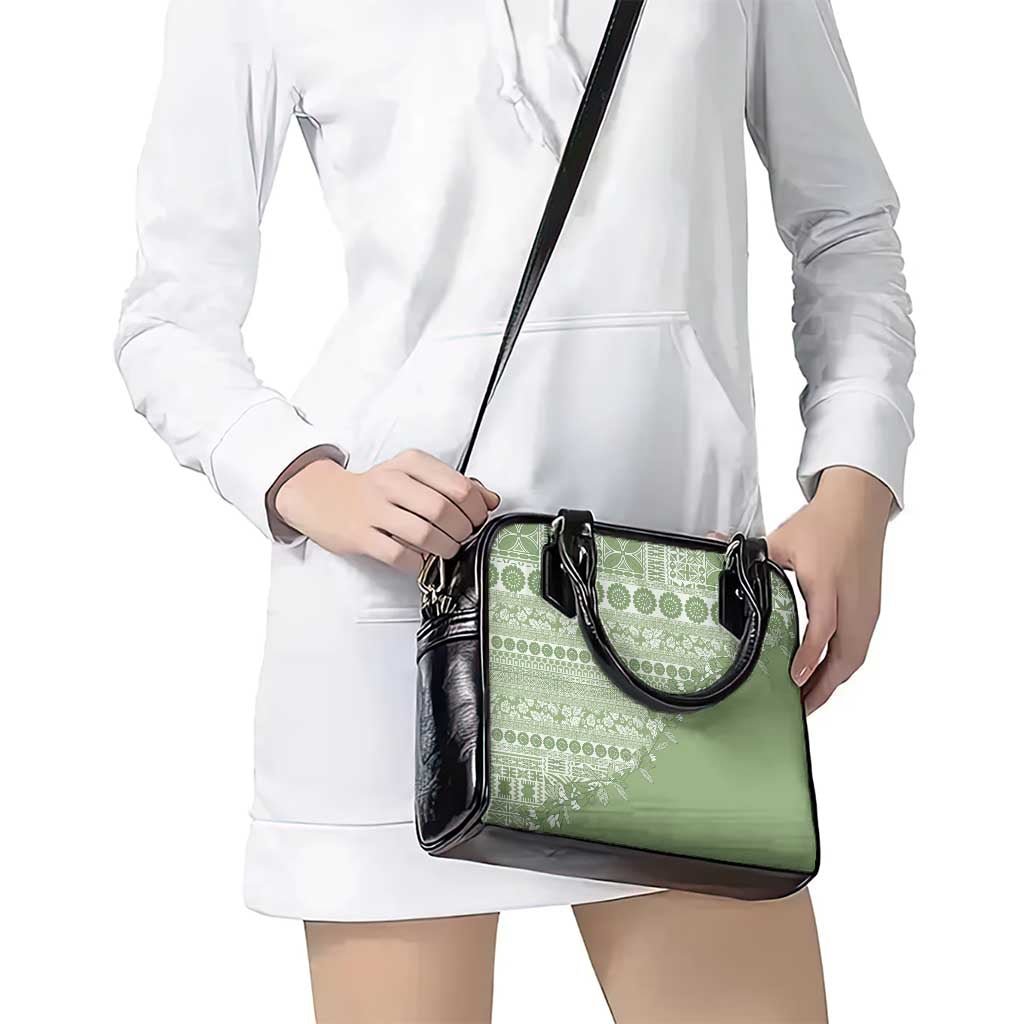 Fiji Marau na Kerisimasi Shoulder Handbag Sage Green Tagimoucia Tapa Masi Tribal - Polynesian Pride