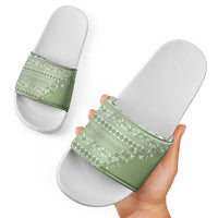 Fiji Marau na Kerisimasi Slide Sandals Sage Green Tagimoucia Tapa Masi Tribal - Polynesian Pride