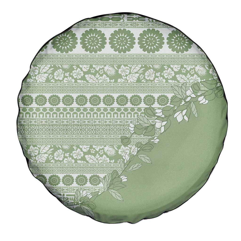 Fiji Marau na Kerisimasi Spare Tire Cover Sage Green Tagimoucia Tapa Masi Tribal LT9 - Polynesian Pride