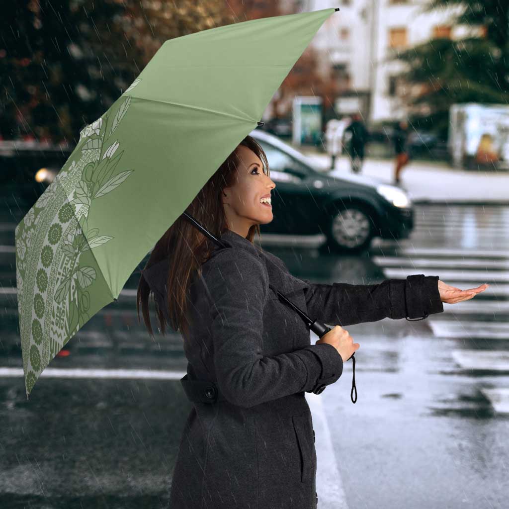 Fiji Marau na Kerisimasi Umbrella Sage Green Tagimoucia Tapa Masi Tribal - Polynesian Pride