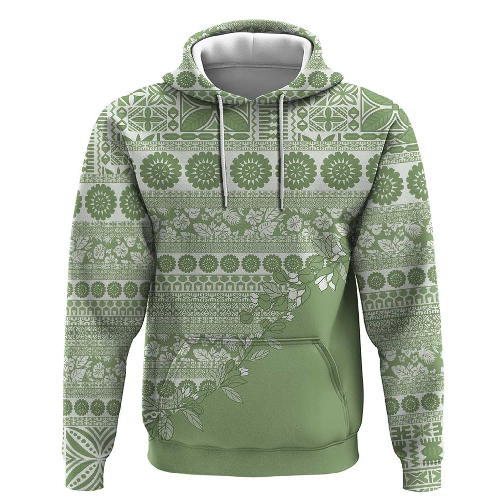 Fiji Marau na Kerisimasi Zip Hoodie Sage Green Tagimoucia Tapa Masi Tribal LT9 Pullover Hoodie Green - Polynesian Pride