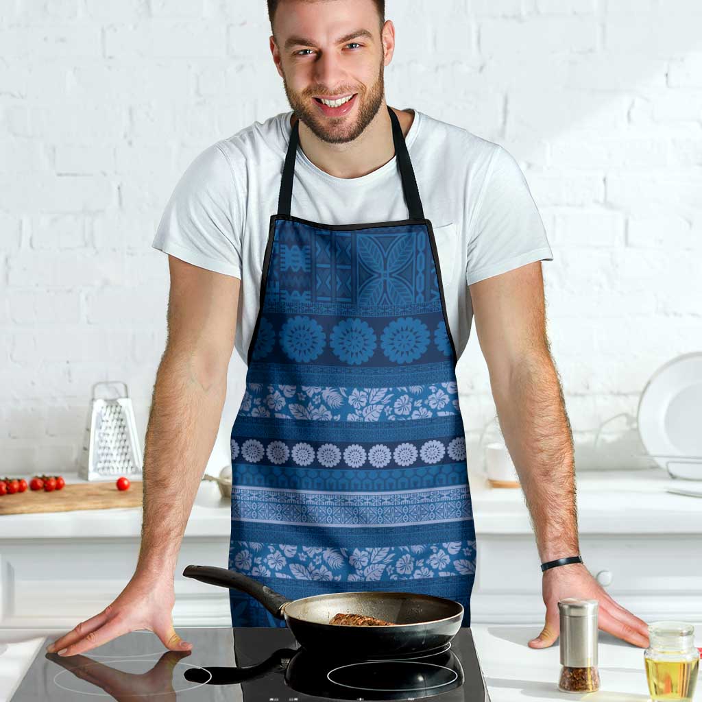 Fiji Marau na Kerisimasi Apron Blue Tapa Masi Inspired Christmas - Polynesian Pride