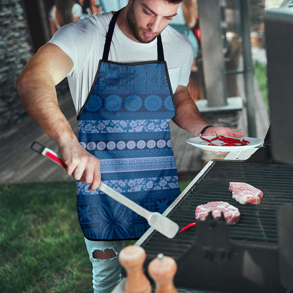 Fiji Marau na Kerisimasi Apron Blue Tapa Masi Inspired Christmas - Polynesian Pride