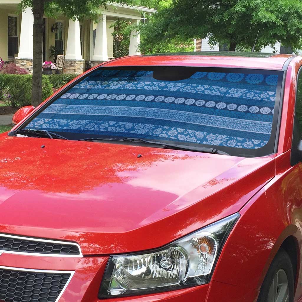Fiji Marau na Kerisimasi Auto Sun Shade Blue Tapa Masi Inspired Christmas - Polynesian Pride
