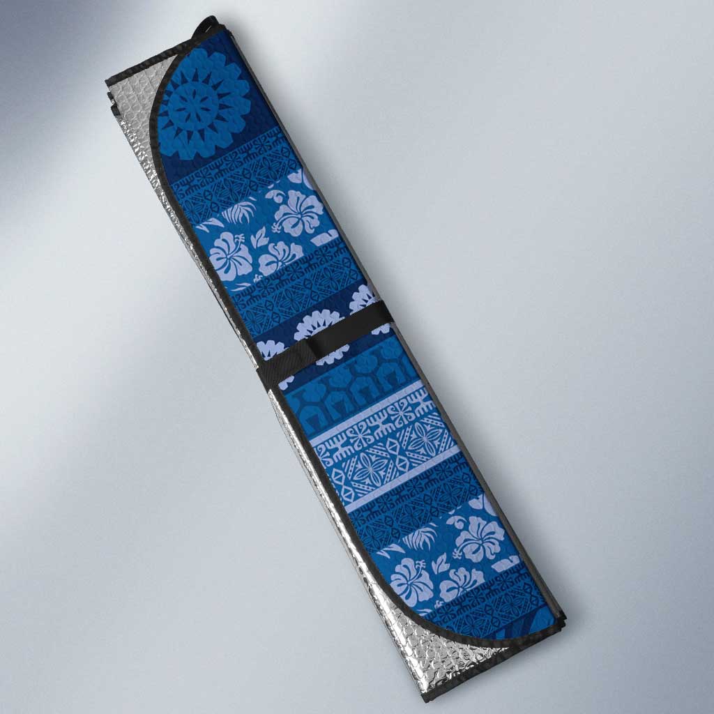 Fiji Marau na Kerisimasi Auto Sun Shade Blue Tapa Masi Inspired Christmas - Polynesian Pride