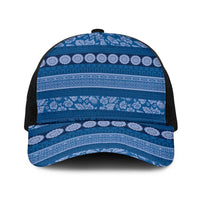 Fiji Marau na Kerisimasi Baseball Net Cap Blue Tapa Masi Inspired Christmas - Polynesian Pride