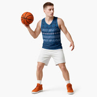 Fiji Marau na Kerisimasi Basketball Jersey Blue Tapa Masi Inspired Christmas - Polynesian Pride