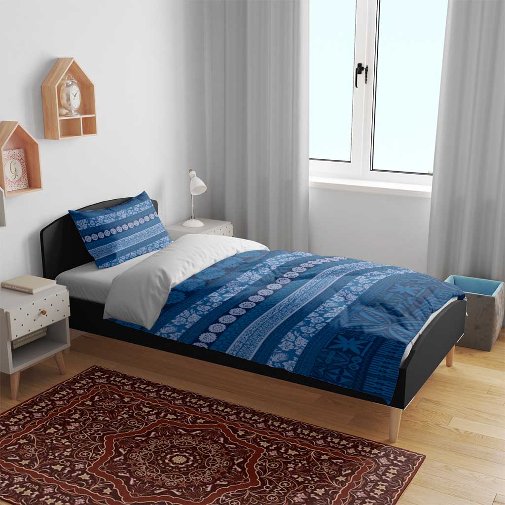 Fiji Marau na Kerisimasi Bedding Set Blue Tapa Masi Inspired Christmas - Polynesian Pride