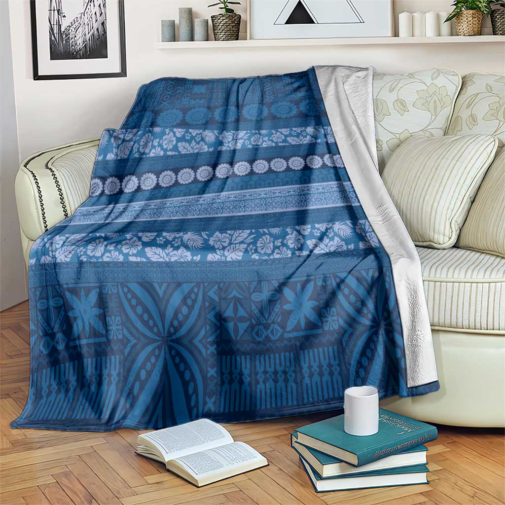 Fiji Marau na Kerisimasi Blanket Blue Tapa Masi Inspired Christmas - Polynesian Pride