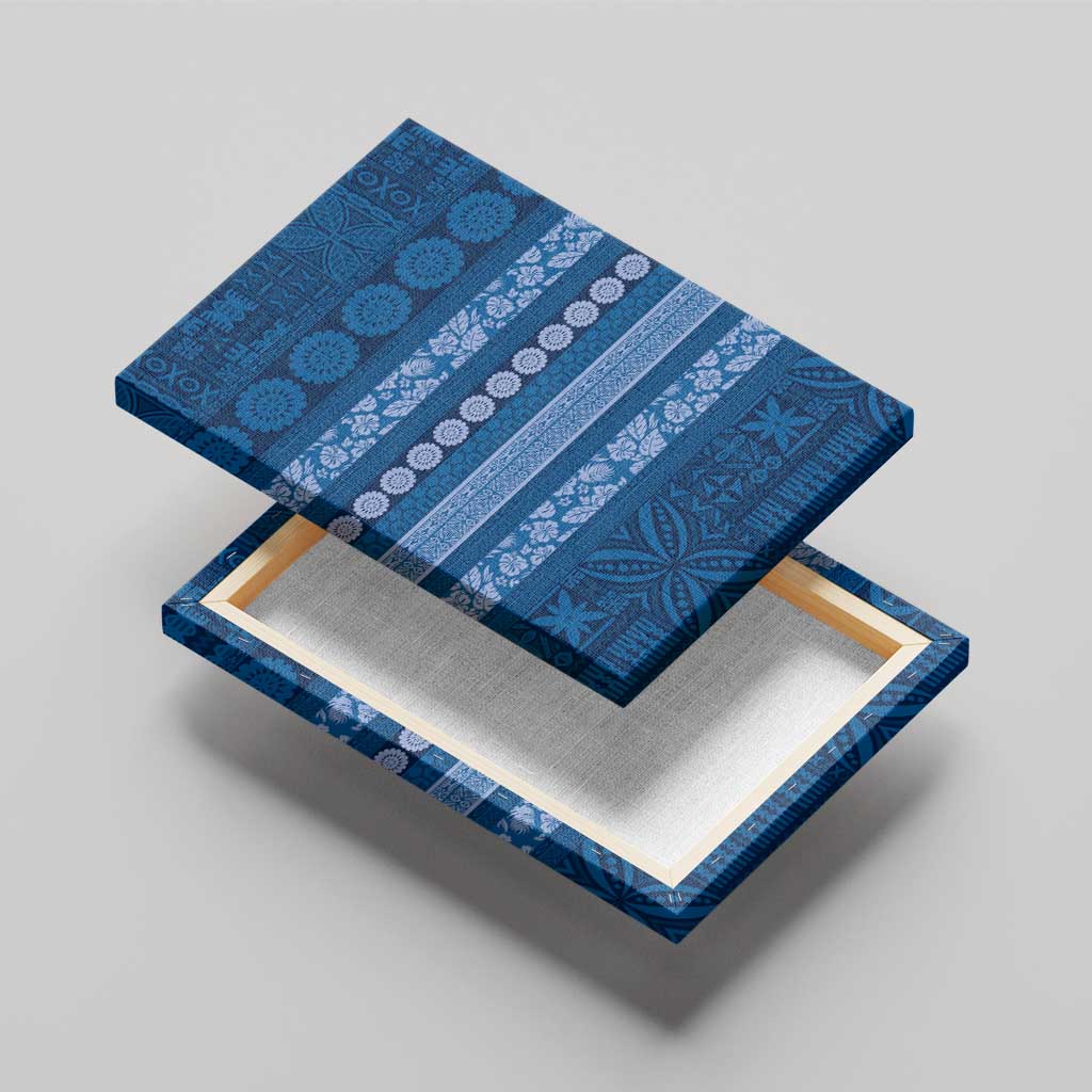 Fiji Marau na Kerisimasi Canvas Wall Art Blue Tapa Masi Inspired Christmas LT9 - Polynesian Pride