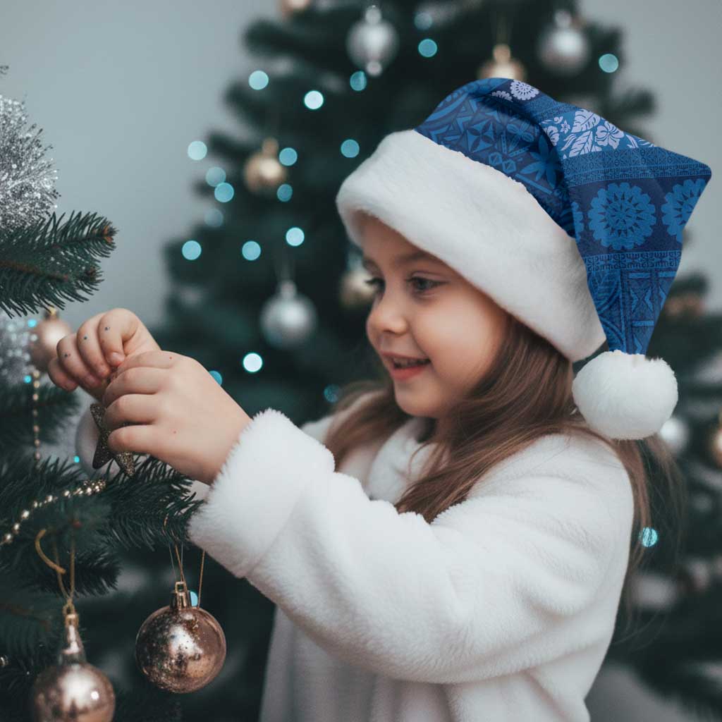 Fiji Marau na Kerisimasi Christmas Santa Hat Blue Tapa Masi Inspired Christmas - Polynesian Pride