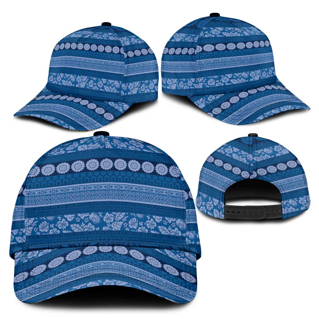 Fiji Marau na Kerisimasi Classic Cap Blue Tapa Masi Inspired Christmas - Polynesian Pride
