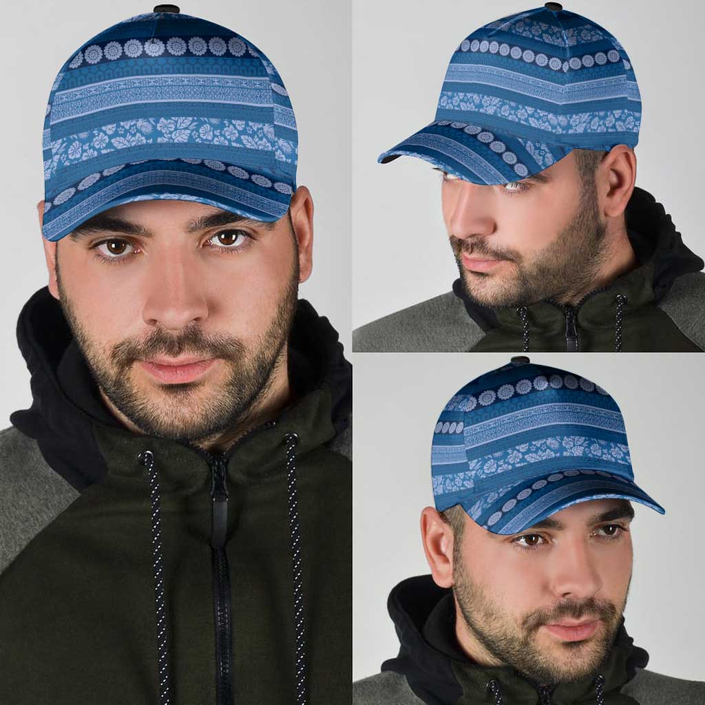 Fiji Marau na Kerisimasi Classic Cap Blue Tapa Masi Inspired Christmas - Polynesian Pride