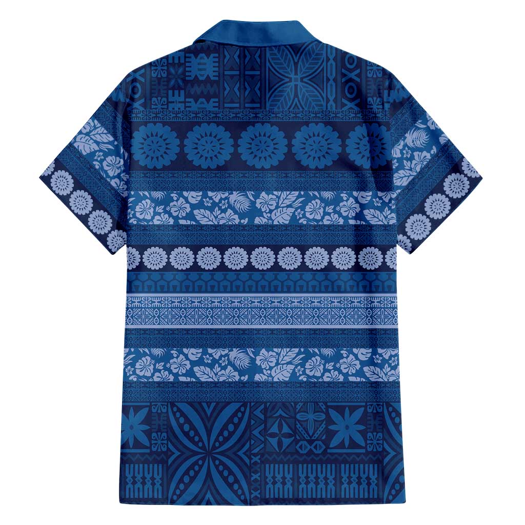 Fiji Marau na Kerisimasi Family Matching Long Sleeve Bodycon Dress and Hawaiian Shirt Blue Tapa Masi Inspired Christmas LT9 - Polynesian Pride