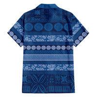 Fiji Marau na Kerisimasi Family Matching Off Shoulder Maxi Dress and Hawaiian Shirt Blue Tapa Masi Inspired Christmas LT9 - Polynesian Pride