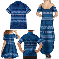 Fiji Marau na Kerisimasi Family Matching Summer Maxi Dress and Hawaiian Shirt Blue Tapa Masi Inspired Christmas LT9 - Polynesian Pride
