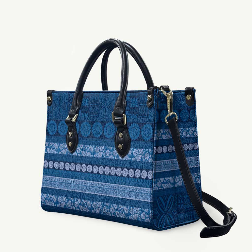 Fiji Marau na Kerisimasi Leather Bag Blue Tapa Masi Inspired Christmas LT9 Blue - Polynesian Pride