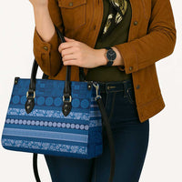 Fiji Marau na Kerisimasi Leather Bag Blue Tapa Masi Inspired Christmas LT9 - Polynesian Pride