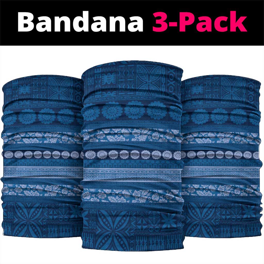 Fiji Marau na Kerisimasi Neck Gaiter Blue Tapa Masi Inspired Christmas - Polynesian Pride