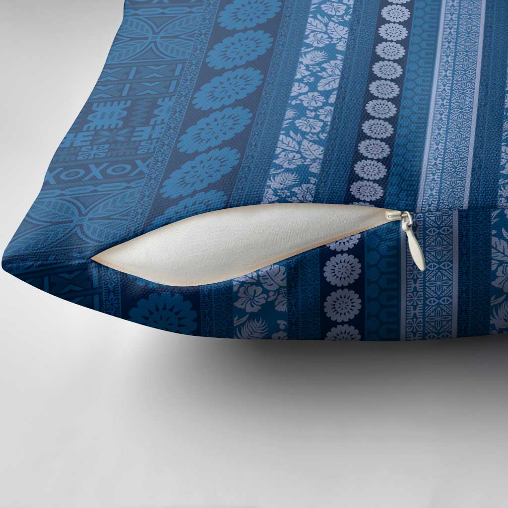 Fiji Marau na Kerisimasi Pillow Cover Blue Tapa Masi Inspired Christmas - Polynesian Pride