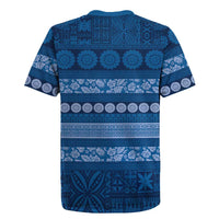 Fiji Marau na Kerisimasi Rugby Jersey Blue Tapa Masi Inspired Christmas - Polynesian Pride