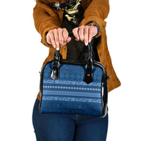 Fiji Marau na Kerisimasi Shoulder Handbag Blue Tapa Masi Inspired Christmas - Polynesian Pride