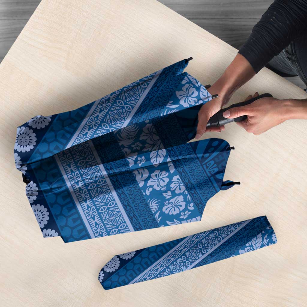 Fiji Marau na Kerisimasi Umbrella Blue Tapa Masi Inspired Christmas - Polynesian Pride