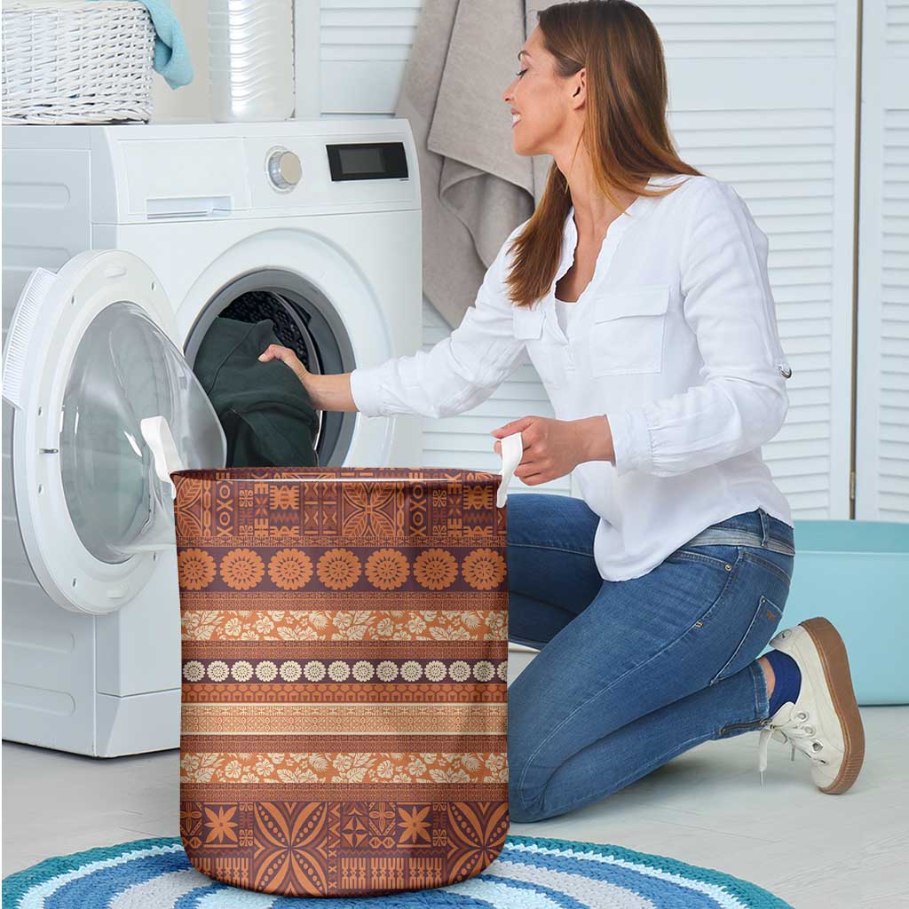 Fiji Marau na Kerisimasi Laundry Basket Gold Tapa Masi Inspired Christmas - Polynesian Pride