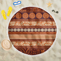Fiji Marau na Kerisimasi Beach Blanket Gold Tapa Masi Inspired Christmas LT9 One Size 150cm Gold - Polynesian Pride