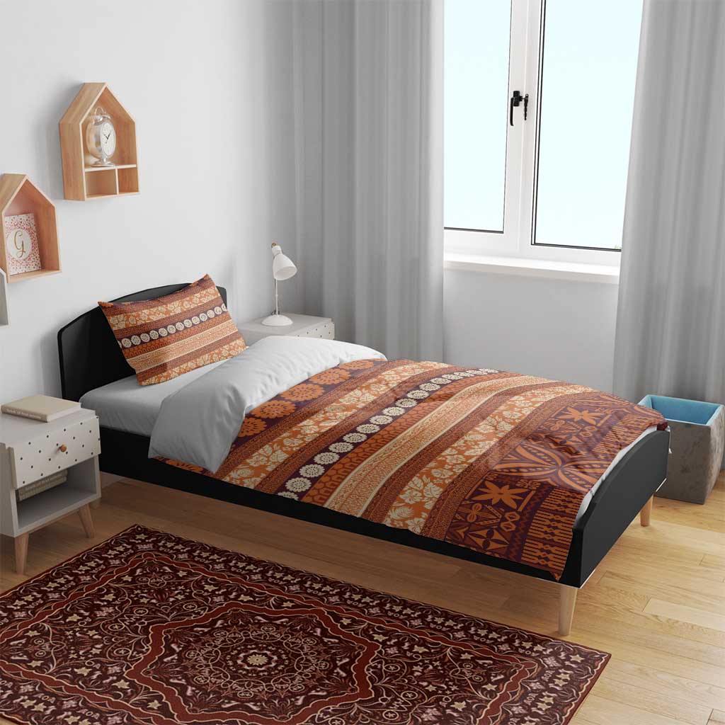 Fiji Marau na Kerisimasi Bedding Set Gold Tapa Masi Inspired Christmas - Polynesian Pride