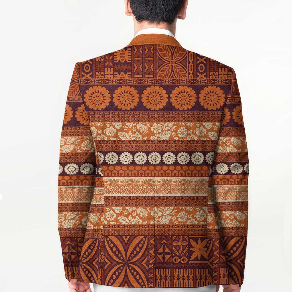 Fiji Marau na Kerisimasi Blazer Gold Tapa Masi Inspired Christmas - Polynesian Pride