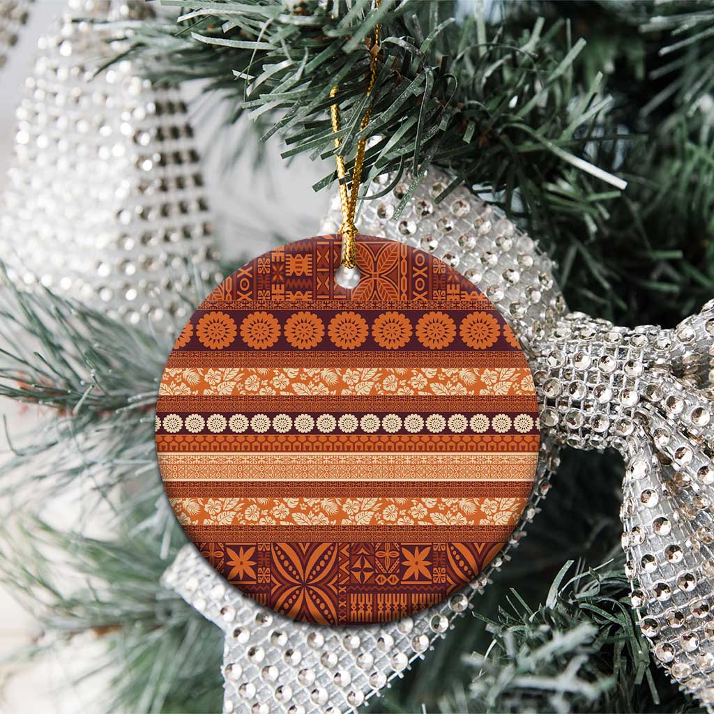 Fiji Marau na Kerisimasi Ceramic Ornament Gold Tapa Masi Inspired Christmas LT9 - Polynesian Pride