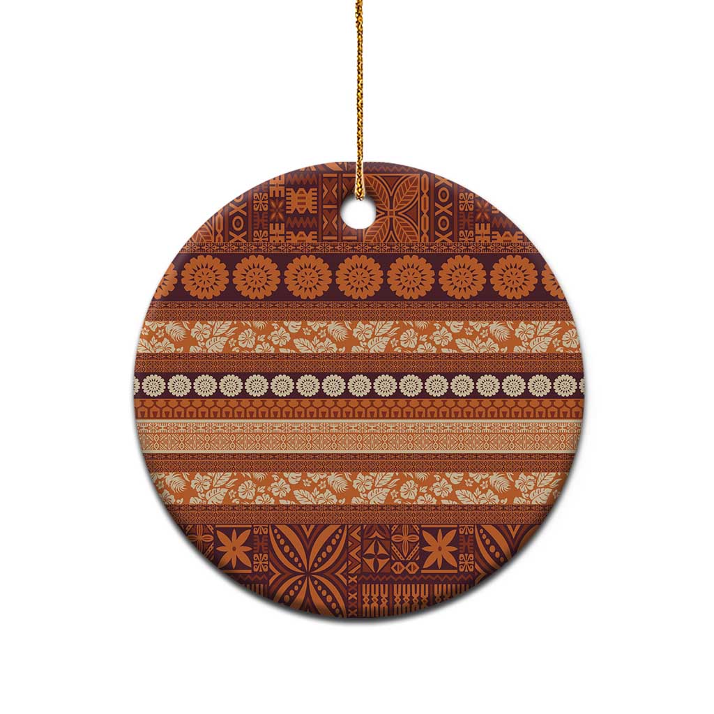 Fiji Marau na Kerisimasi Ceramic Ornament Gold Tapa Masi Inspired Christmas LT9 - Polynesian Pride