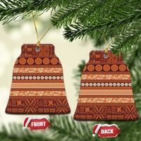 Fiji Marau na Kerisimasi Ceramic Ornament Gold Tapa Masi Inspired Christmas LT9 Bell Flake Gold - Polynesian Pride