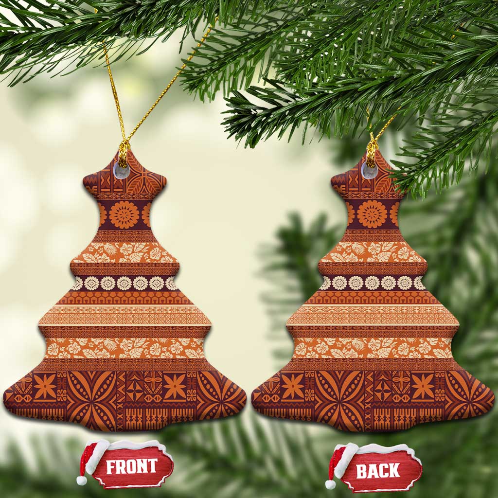 Fiji Marau na Kerisimasi Ceramic Ornament Gold Tapa Masi Inspired Christmas LT9 Christmas Tree Gold - Polynesian Pride