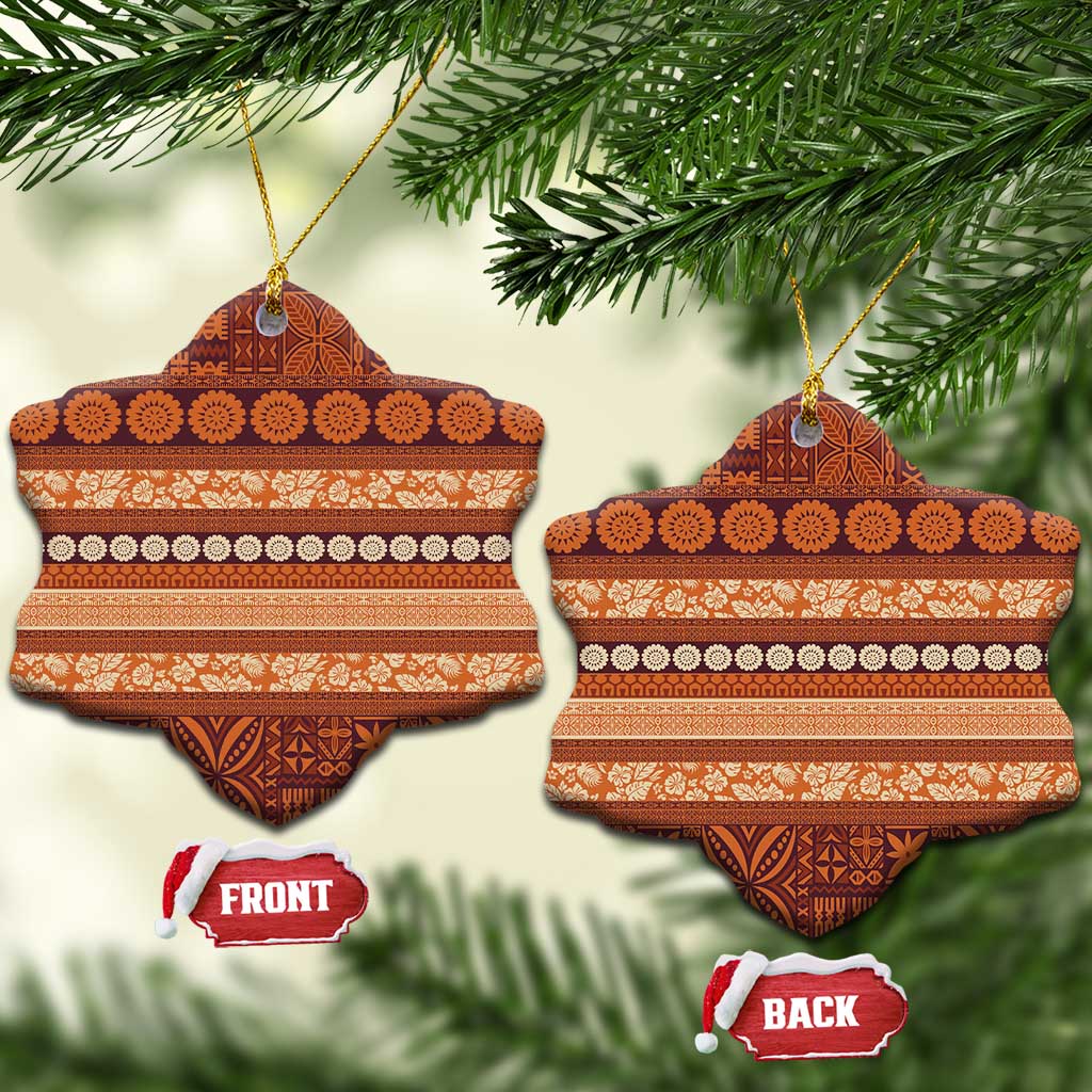 Fiji Marau na Kerisimasi Ceramic Ornament Gold Tapa Masi Inspired Christmas LT9 Snow Flake Gold - Polynesian Pride